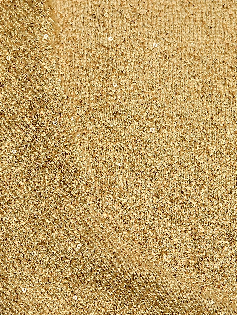 Sequined Knit Mock Turtleneck Top