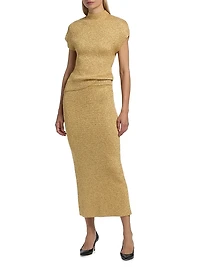 Sequined Knit Mock Turtleneck Top
