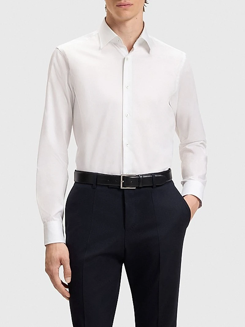 Regular-Fit Shirt in Easy-Iron Cotton Poplin