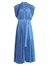 Farah Pleated Crepe Tie-Waist Midi-Dress