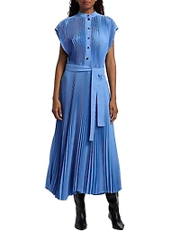 Farah Pleated Crepe Tie-Waist Midi-Dress