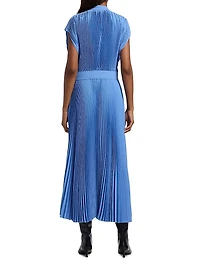 Farah Pleated Crepe Tie-Waist Midi-Dress
