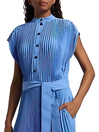 Farah Pleated Crepe Tie-Waist Midi-Dress