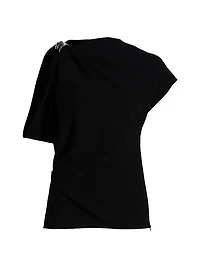Malika Hardware-Detail Asymmetric Double Crepe Top