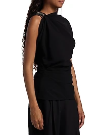 Malika Hardware-Detail Asymmetric Double Crepe Top