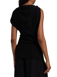 Malika Hardware-Detail Asymmetric Double Crepe Top