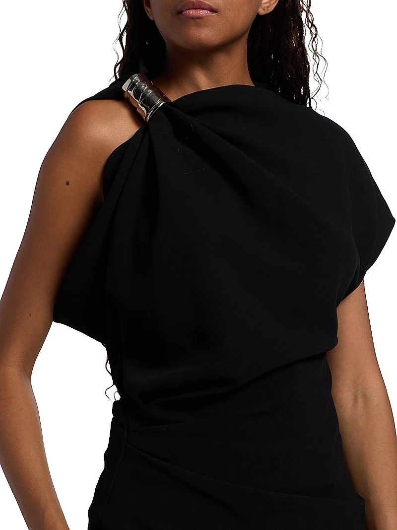 Malika Hardware-Detail Asymmetric Double Crepe Top