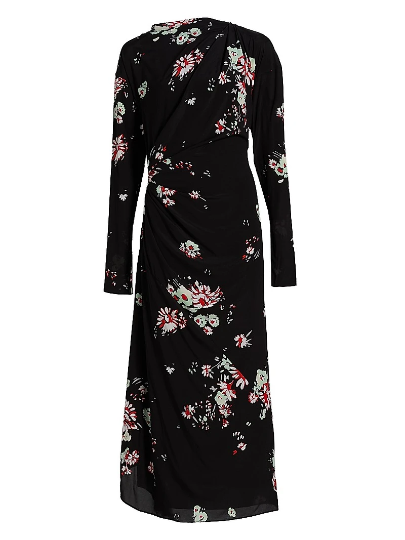 Trudie Floral Draped Midi-Dress