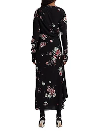 Trudie Floral Draped Midi-Dress