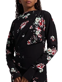 Trudie Floral Draped Midi-Dress