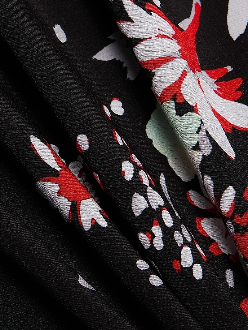 Trudie Floral Draped Midi-Dress