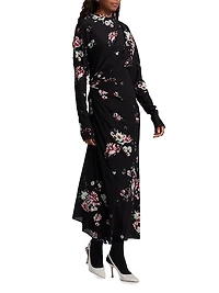 Trudie Floral Draped Midi-Dress