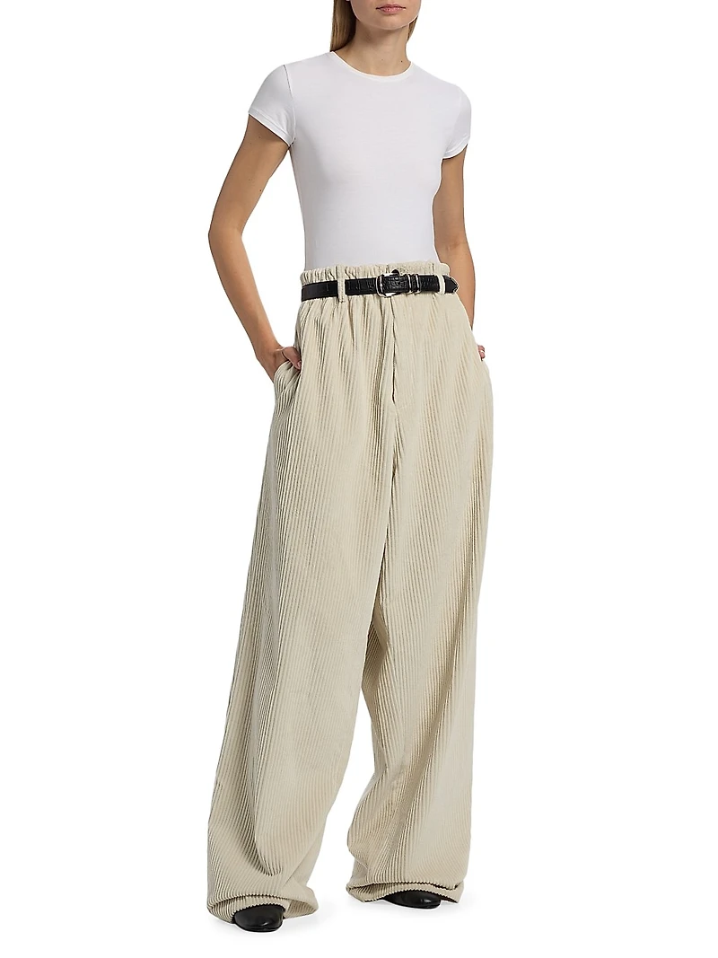 Lidie Cotton Corduroy Wide-Leg Pants