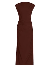 Tasa Stretch Silk-Blend Draped Maxi Dress
