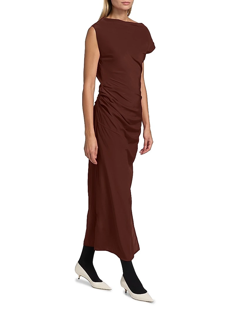 Tasa Stretch Silk-Blend Draped Maxi Dress