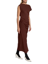 Tasa Stretch Silk-Blend Draped Maxi Dress