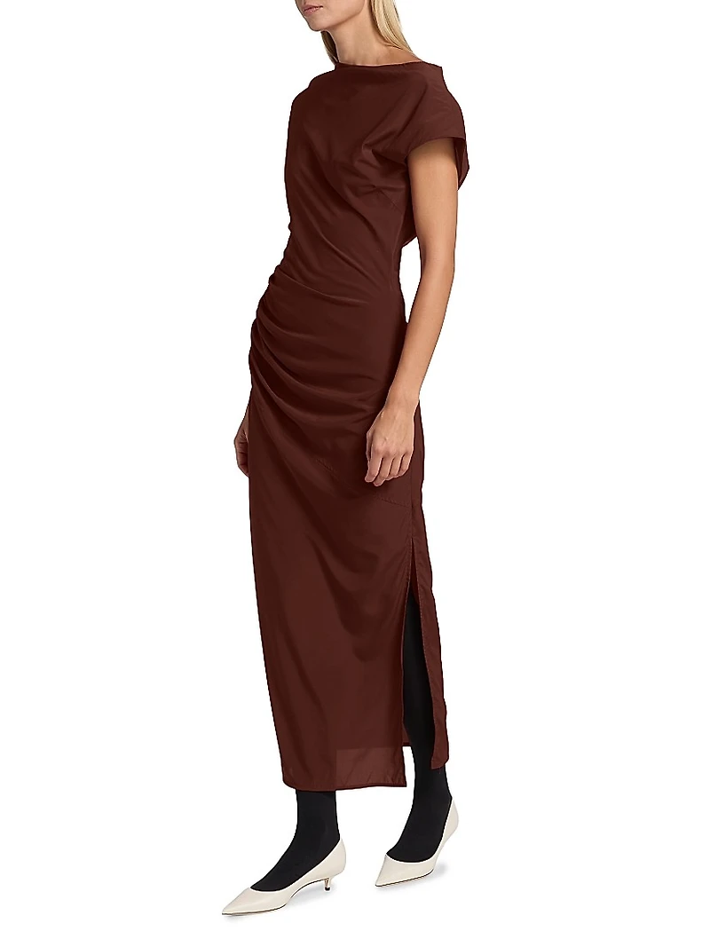 Tasa Stretch Silk-Blend Draped Maxi Dress