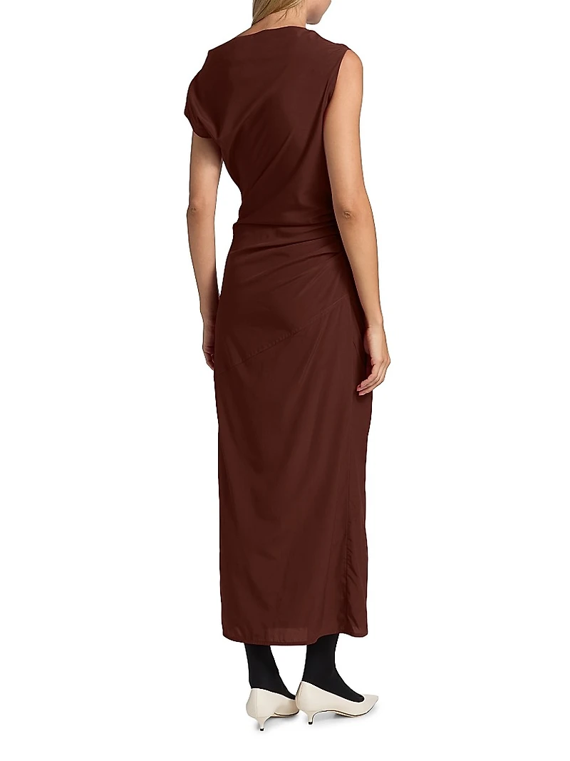 Tasa Stretch Silk-Blend Draped Maxi Dress