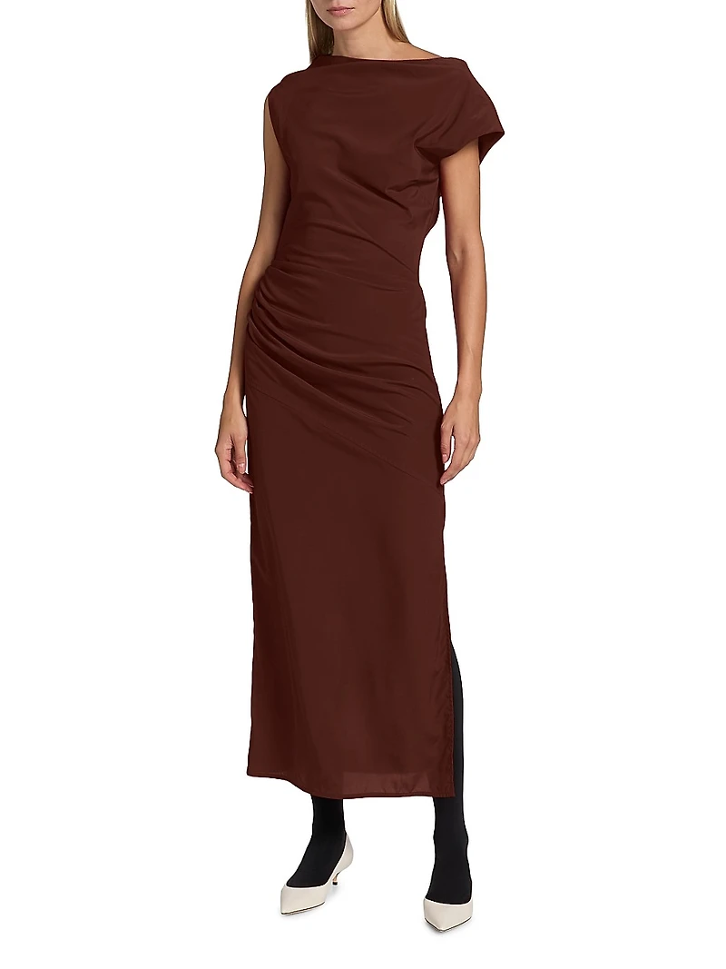 Tasa Stretch Silk-Blend Draped Maxi Dress
