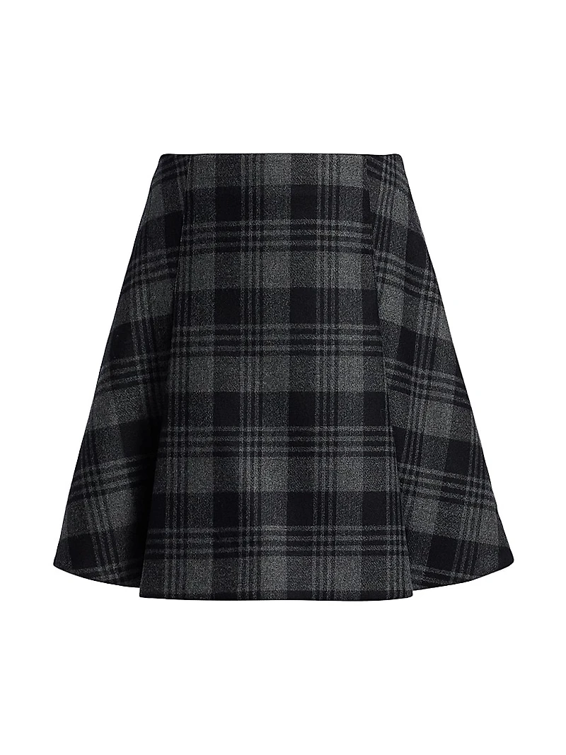 Cassia Plaid Wool Suiting Miniskirt