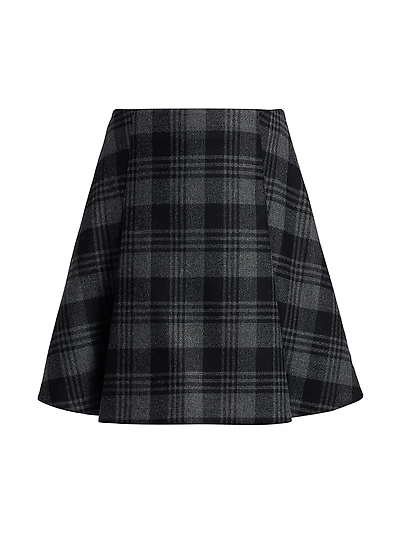 Cassia Plaid Wool Suiting Miniskirt