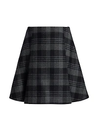 Cassia Plaid Wool Suiting Miniskirt