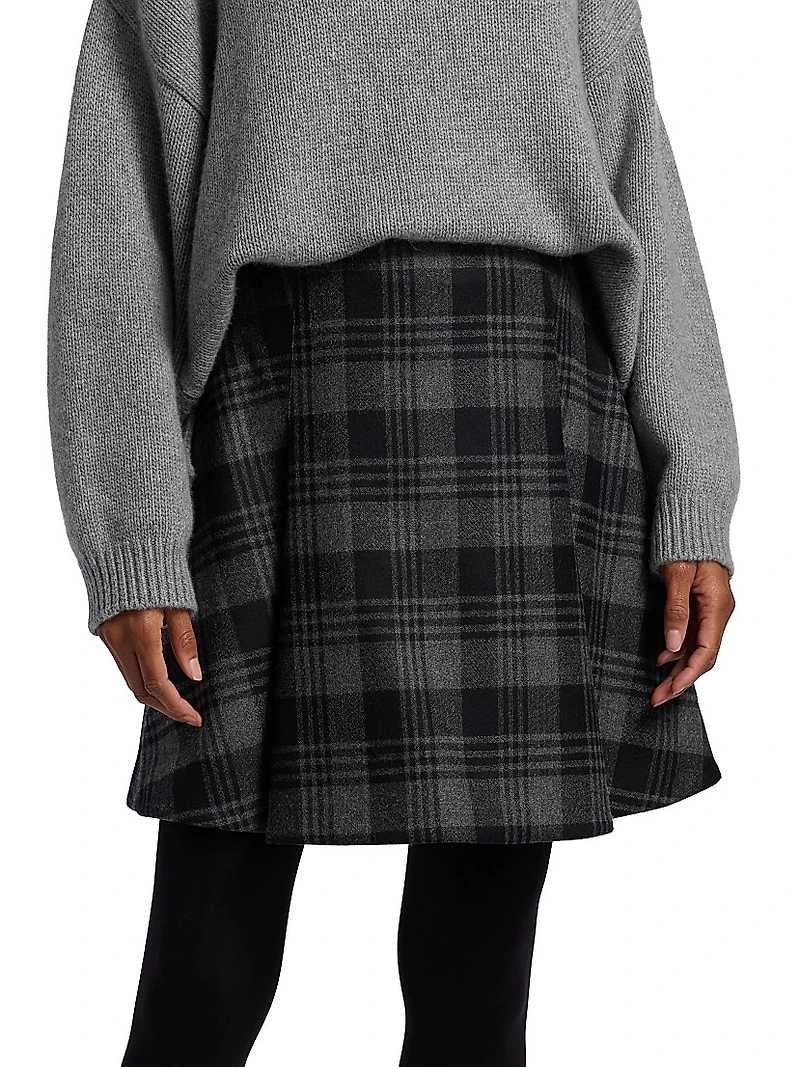 Cassia Plaid Wool Suiting Miniskirt
