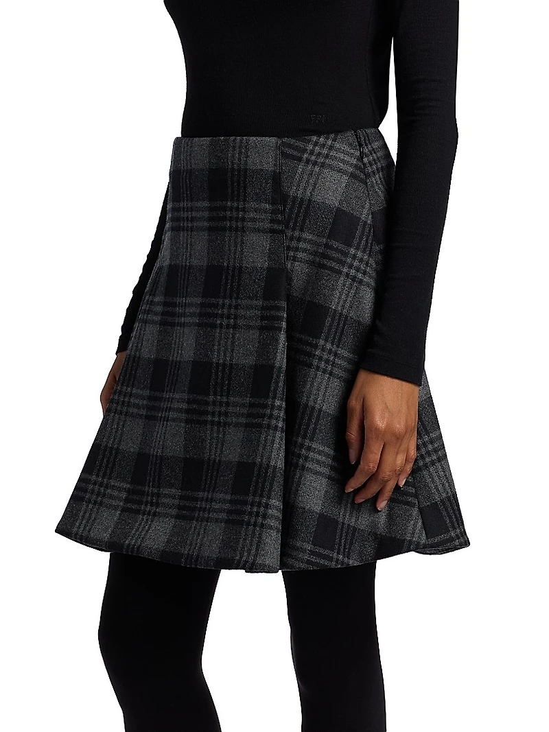 Cassia Plaid Wool Suiting Miniskirt