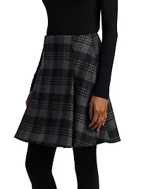 Cassia Plaid Wool Suiting Miniskirt