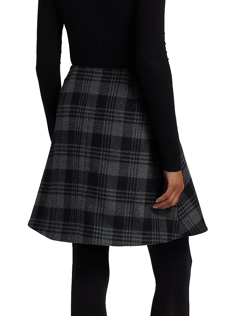 Cassia Plaid Wool Suiting Miniskirt