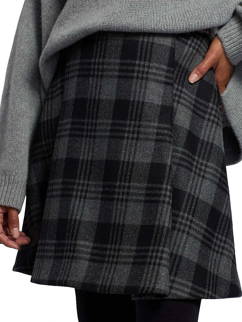 Cassia Plaid Wool Suiting Miniskirt