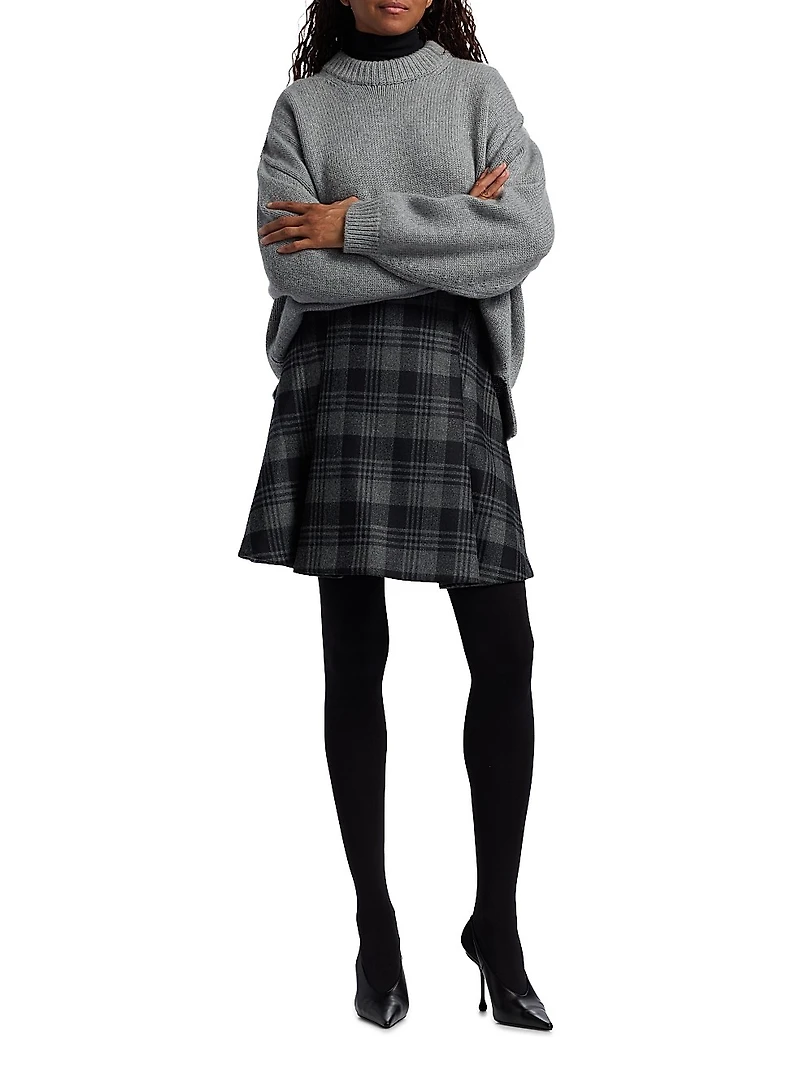 Cassia Plaid Wool Suiting Miniskirt