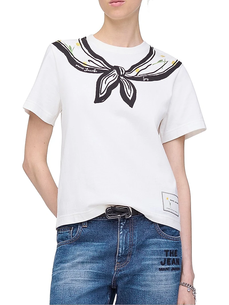 Scarf Print Cotton T-Shirt