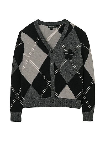 Preppy Daisy Argyle Merino Wool Cardigan