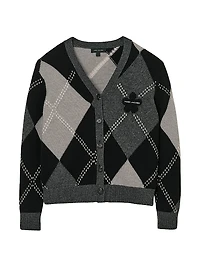 Preppy Daisy Argyle Merino Wool Cardigan