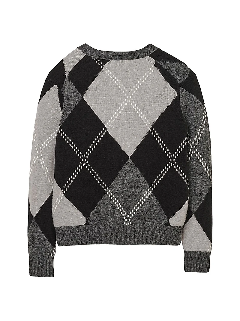 Preppy Daisy Argyle Merino Wool Cardigan