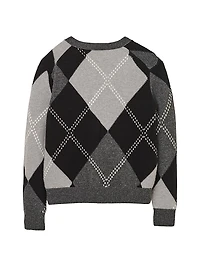 Preppy Daisy Argyle Merino Wool Cardigan