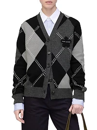 Preppy Daisy Argyle Merino Wool Cardigan