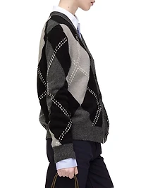 Preppy Daisy Argyle Merino Wool Cardigan