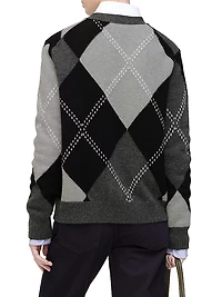 Preppy Daisy Argyle Merino Wool Cardigan