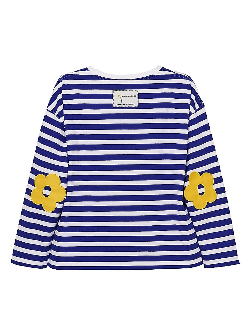 Daisy Striped Cotton Oversized T-Shirt