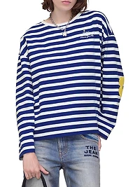 Daisy Striped Cotton Oversized T-Shirt