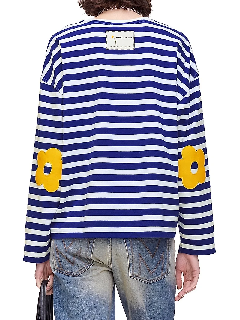 Daisy Striped Cotton Oversized T-Shirt