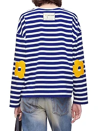 Daisy Striped Cotton Oversized T-Shirt