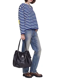 Daisy Striped Cotton Oversized T-Shirt