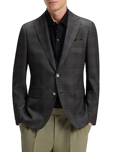 Slim-Fit Blazer Checked Wool