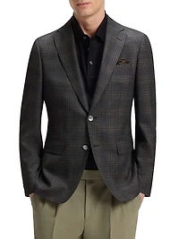 Slim-Fit Blazer Checked Wool