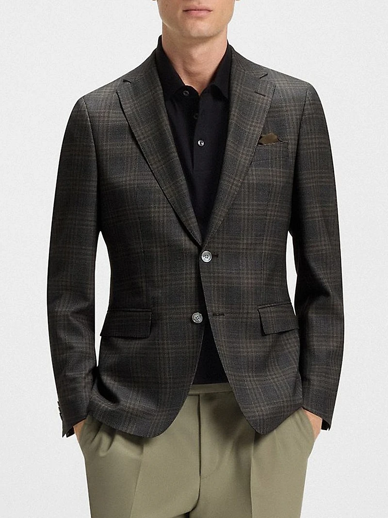 Slim-Fit Blazer Checked Wool