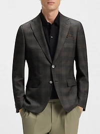 Slim-Fit Blazer Checked Wool