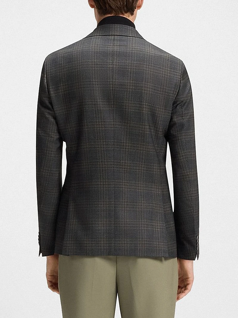 Slim-Fit Blazer Checked Wool